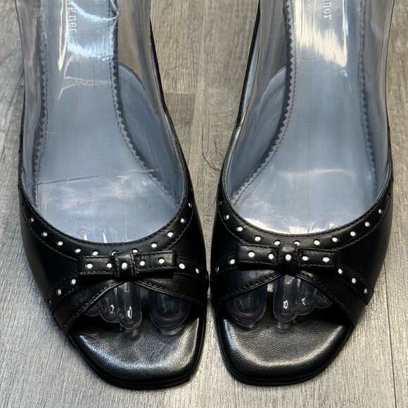 Vintage Y2k Peep Toe Bow Coquette Leather Heels Etienne Aigner Womens Size 10 - Picture 3 of 8